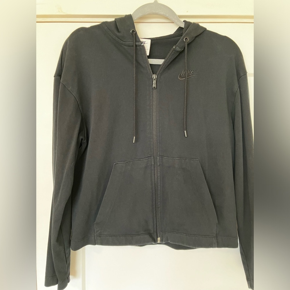 Nike Women's Black Full Zip Boxy Wide Sleeve Hoodie Sweatshirt Size XSmall